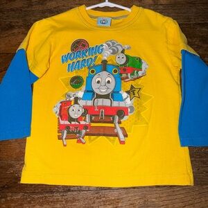 Thomas & Friends Layered-Look Long Sleeve Shirt - "Working Hard!", Yellow/Blue